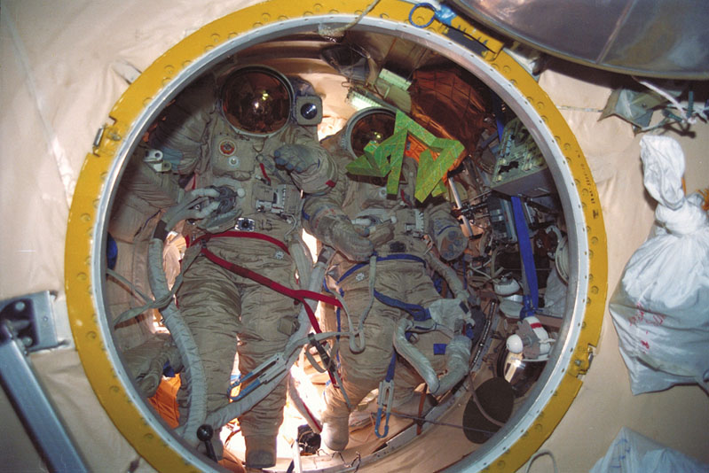 Cosmic Dancer stowed in the Mir space station spacesuit compartment 2