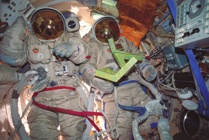 Cosmic Dancer stowed in the Mir space station spacesuit compartment